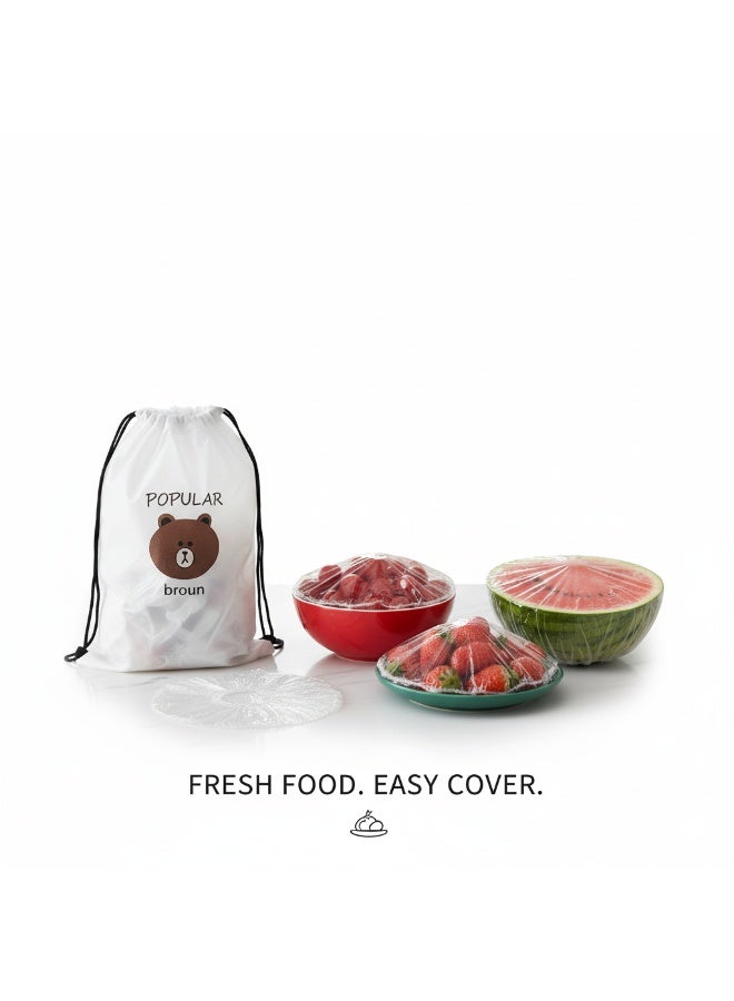 100pcs Fresh Keeping Food Bags, Reusable Flexible Plastic Lids for Food Storage - Image 1